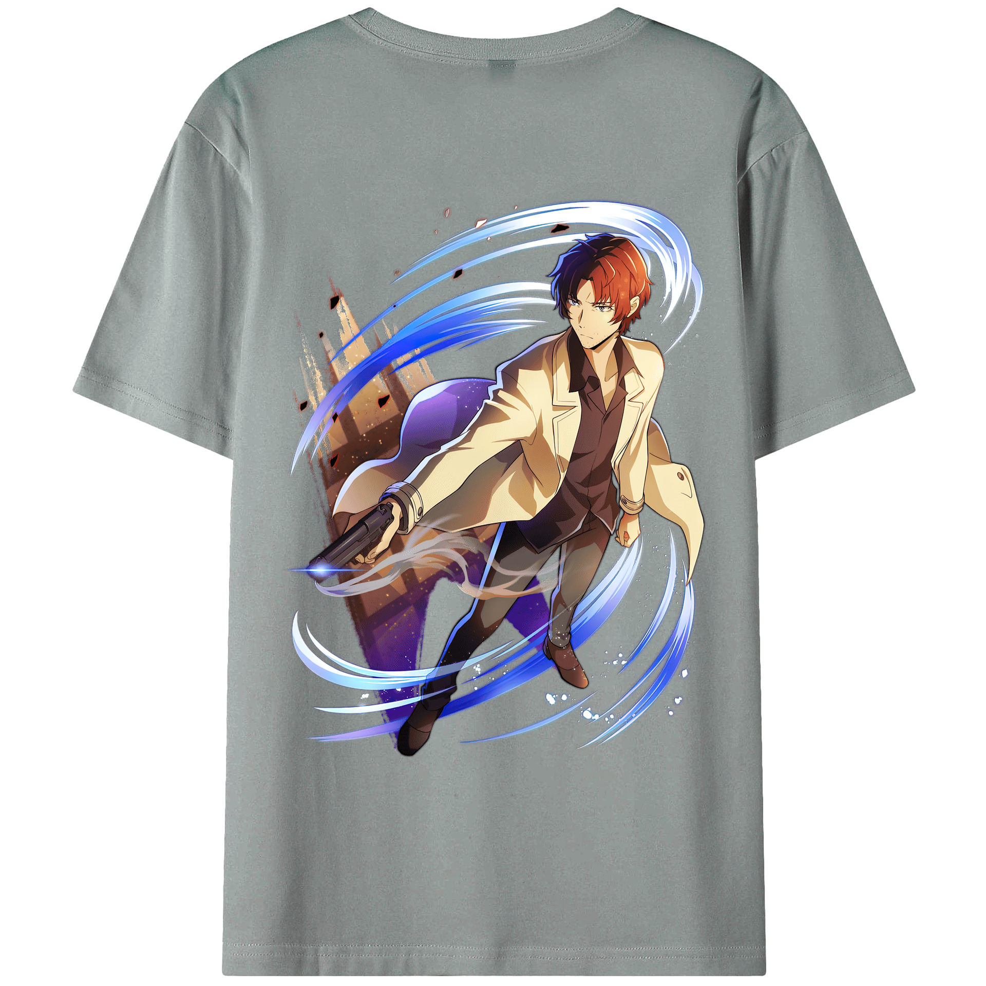 （画像用） 文豪ストレイドッグス Bungo Stray Dogs 綿100％ メンズ半袖Tシャツ（バックプリント） 通気性